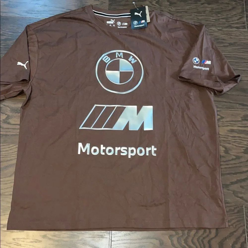 New Puma BMW Motorsport German MMS Stacked Lux M Series Raised Silver Logo shirt